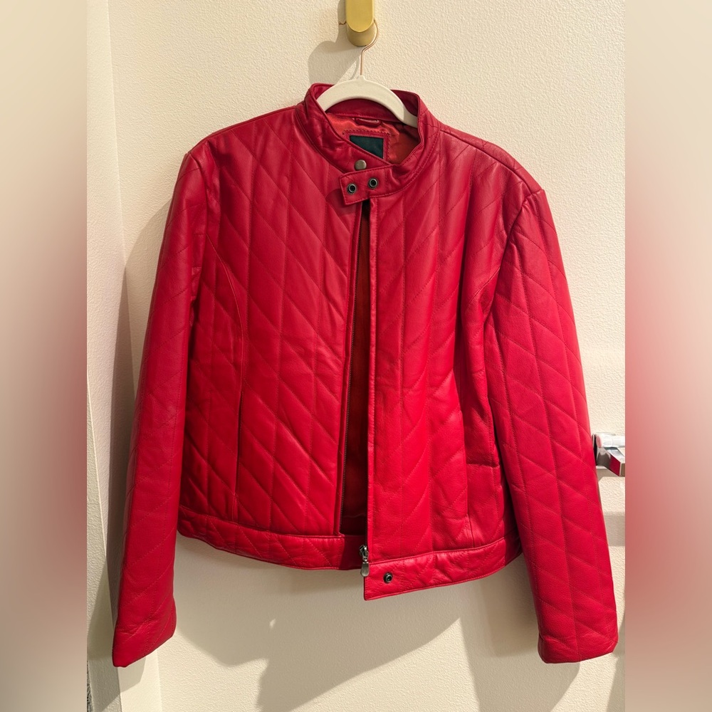 G by Guess Genuine Red Leather Jacket